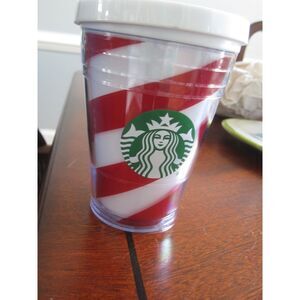 NWT STARBUCKS CHRISTMAS  RED & WHITE STRIPE  CANDY CANE COLD CUP TUMBLER